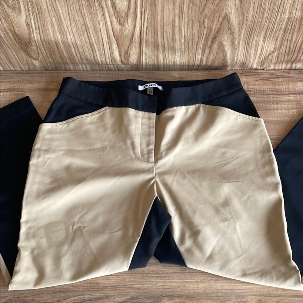 New DKNYC DKNY Two Tone Color Block Capri Cropped Stretch pants Women's size 12